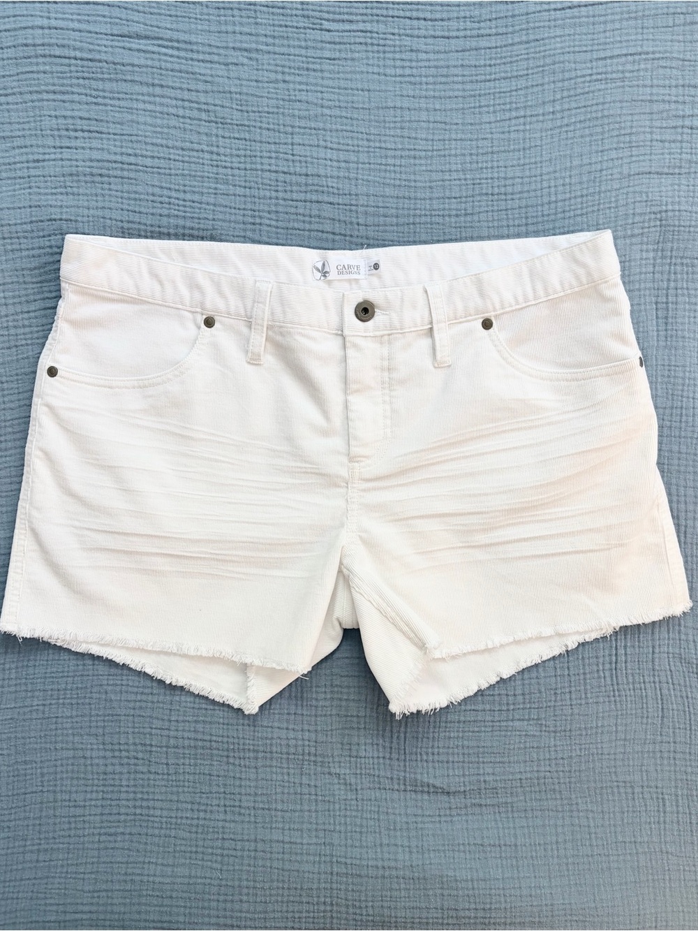 Carve Designs Cream Ivory Corduroy Cutoff Shorts 4” Inseam Beach Women’s 12